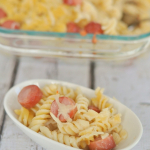 White Cheddar Macaroni and Cheese with Hot Dogs
