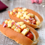 Grilled Hot Dogs with Pineapple Jicama Salsa