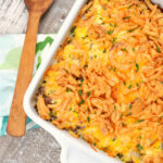 Overhead photo of tater tot casserole