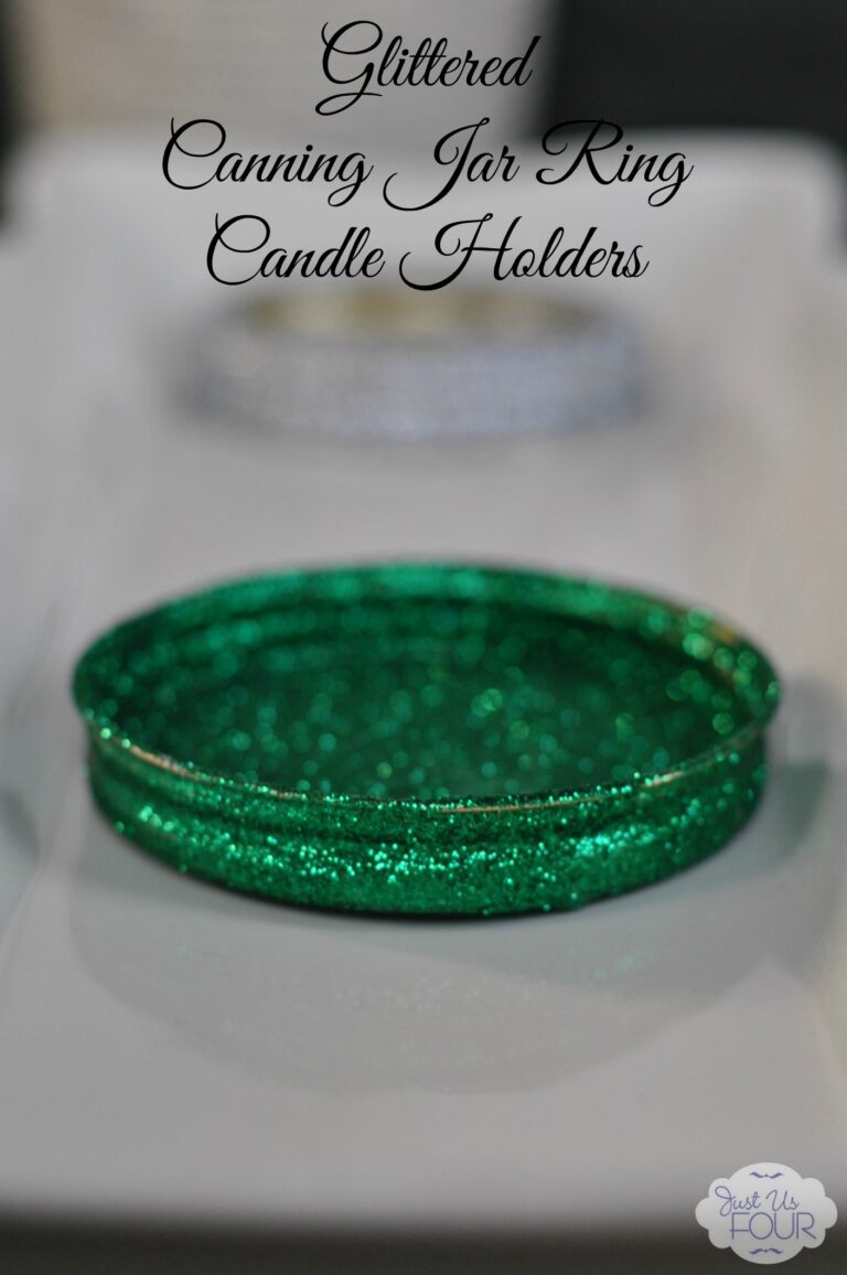 Glittered Canning Jar Ring Candle Holders