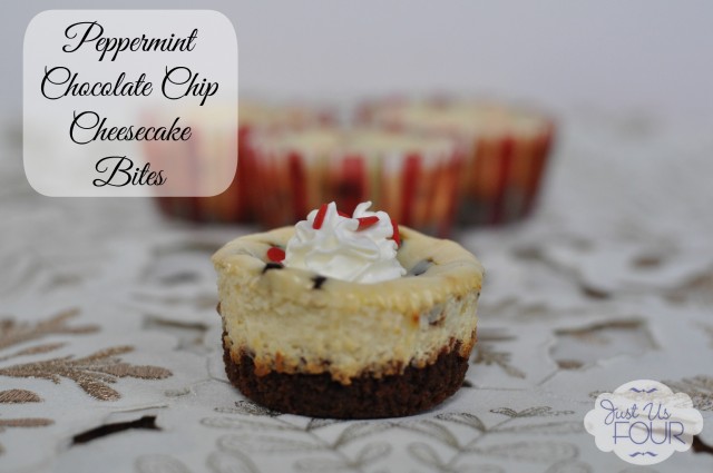 Peppermint Chocolate Chip Cheesecake Bites #recipes #dessert #Christmasrecipes
