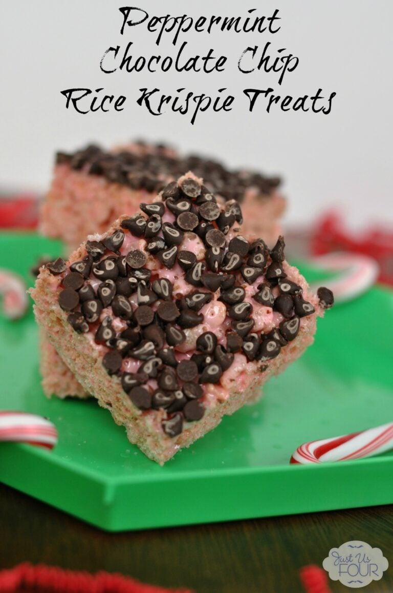 Peppermint Chocolate Chip Rice Krispie Treats
