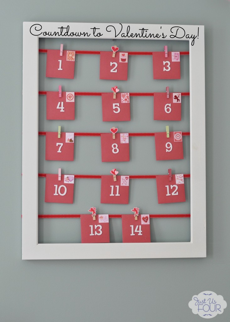 Valentine's Day Countdown Calendar #crafts #valentinesday JustUsFourBlog.com
