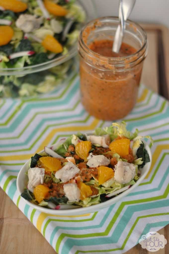 #ad Gluten Free Kale Chicken Salad with Carrot Cucumber Dressing #CookItGF #recipes #cbias