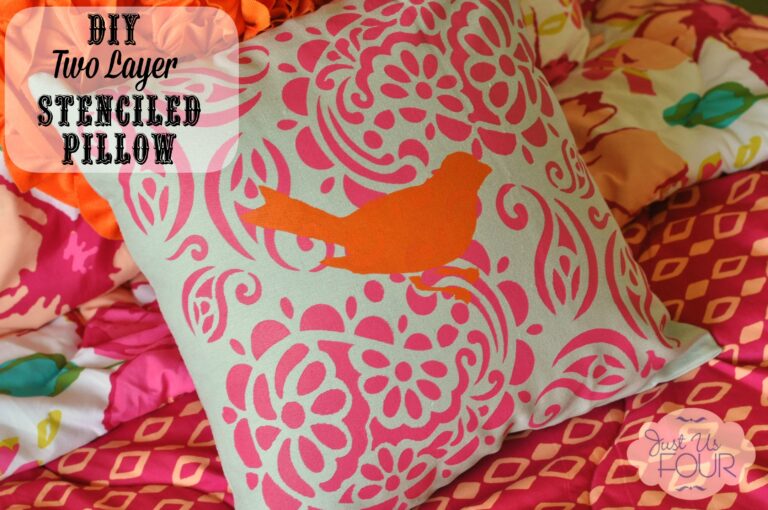 Super easy layered DIY stenciled pillow! #tulipforyourhome #ad
