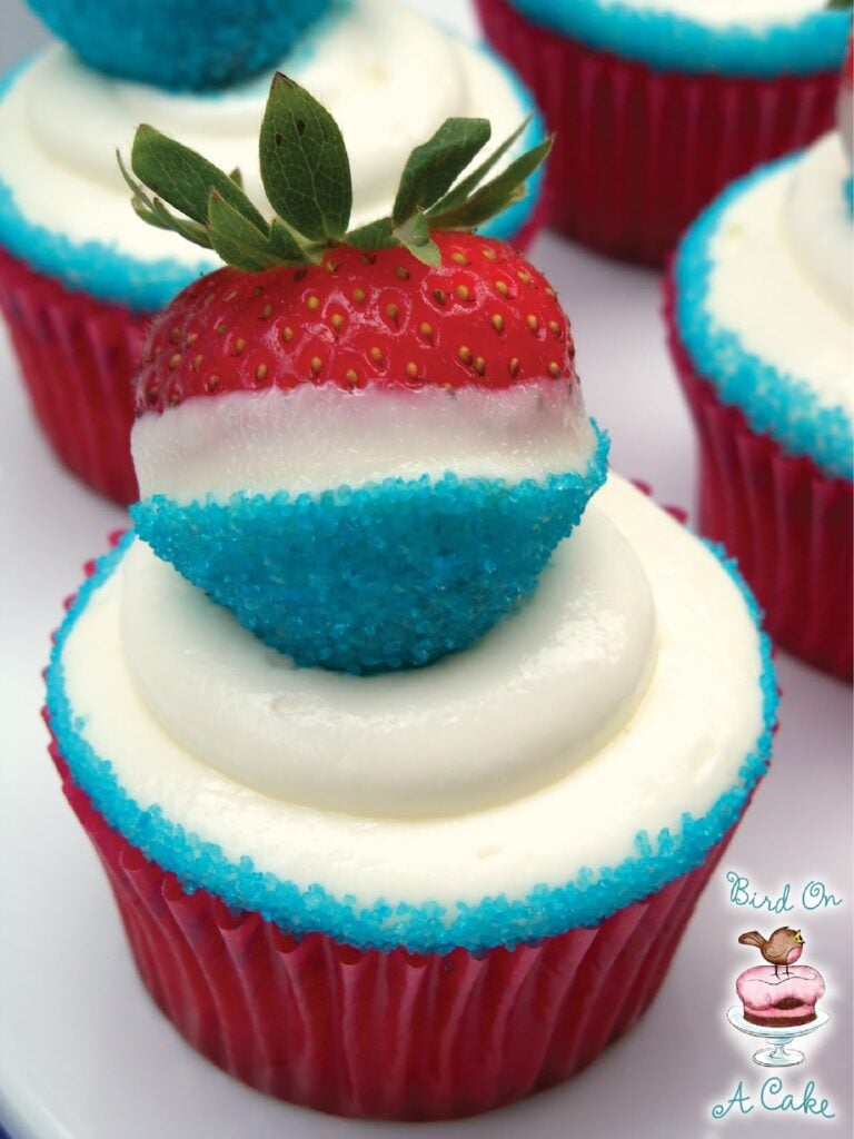 14 - Bird on a Cake - Red White and Blue Strawberry Cupcakes