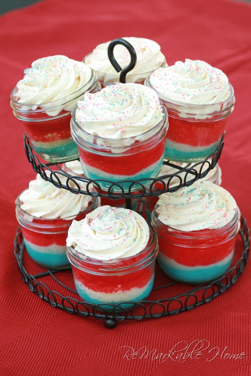 17 - Remarkable Home - Red White and Blue Cakes in a Jar