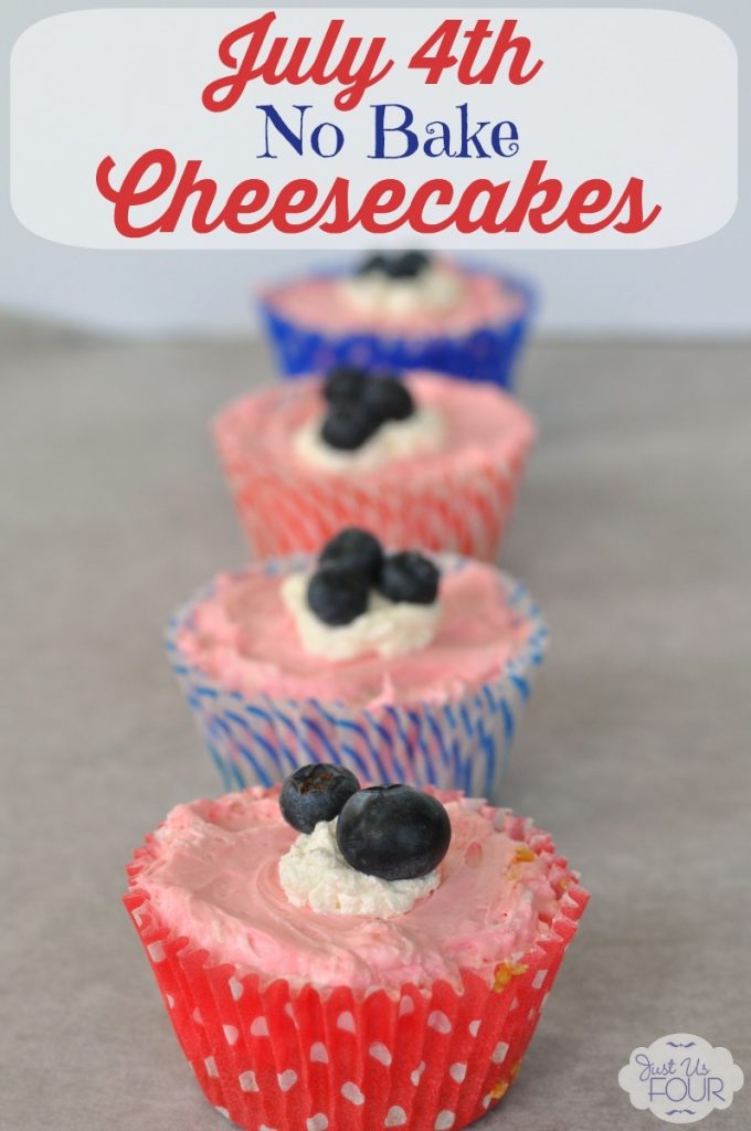 The BEST EVER no bake cheesecake recipe and it is even colored for July 4th. Yum!
