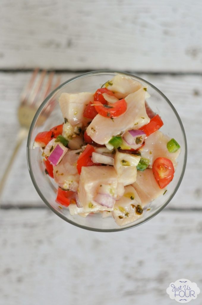 An easy to make at home ceviche with a little kick from serrano peppers.