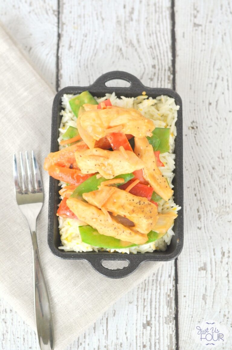 Weeknight Stir Fry Recipes are the best! I love this chicken satay with orange Jasmine rice.