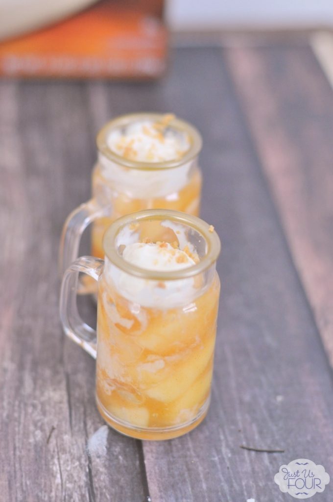 The perfect dessert hack: Use premade pie to make caramel apple pie shooters.