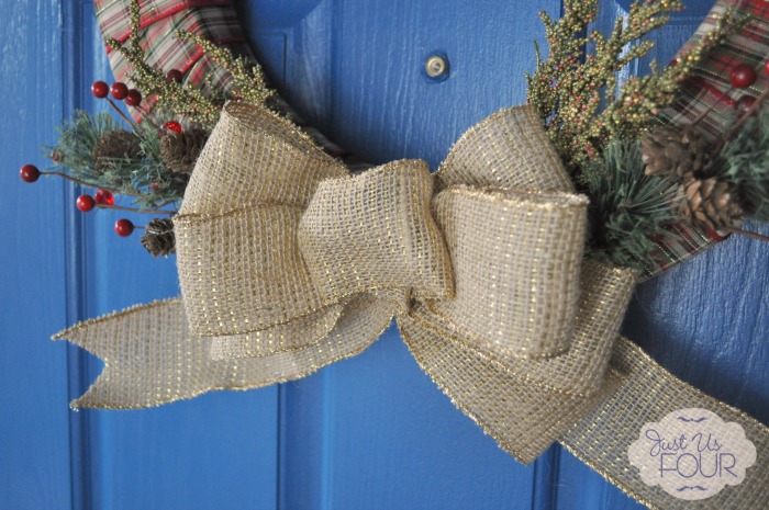 Plaid and Burlap Christmas Wreath