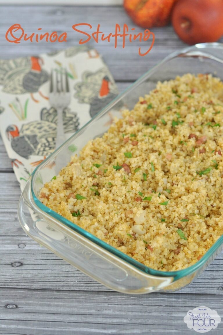 This is a great recipe with all the flavors of traditional Thanksgiving stuffing but made gluten free by using quinoa instead.