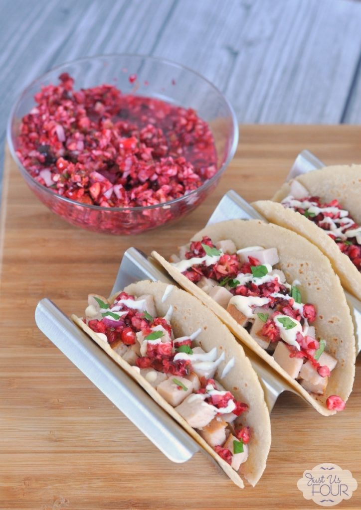 The BEST idea for using Thanksgiving leftovers: turkey tacos with cranberry salsa