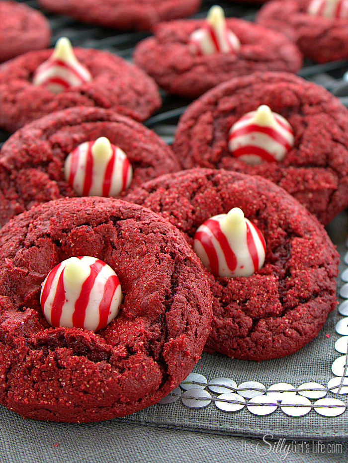 19 - This Silly Girls Life - Candy Cane Red Velvet Blossom Cookies