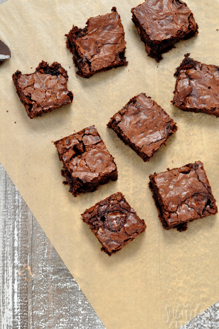Overhead photo of mint chocolate brownie squares