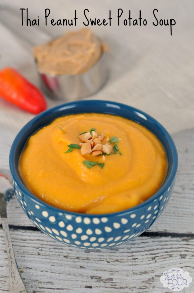 Thai Sweet Potato Soup has a delicious peanut butter taste and is perfect for cold winter days.