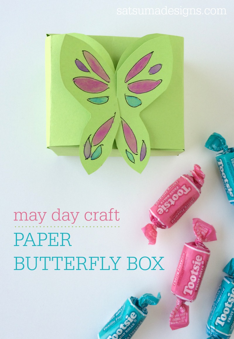 may day craft paper butterfly box pin