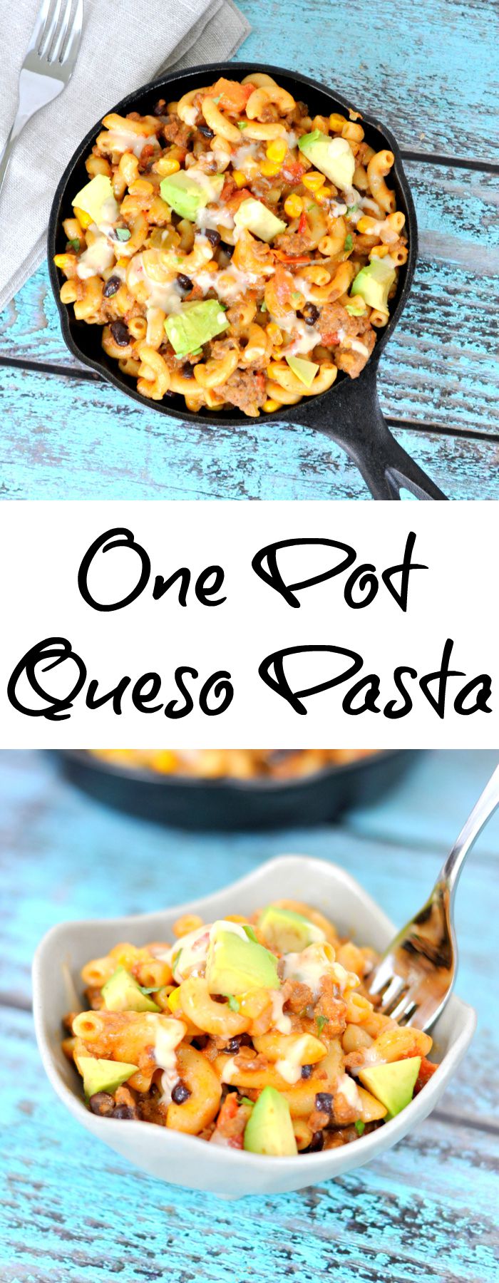 Queso One Pot Pasta is an easy and delicious meal that is virtually hands off for the cooking time leaving your free to take of all the other busy weeknight stuff.