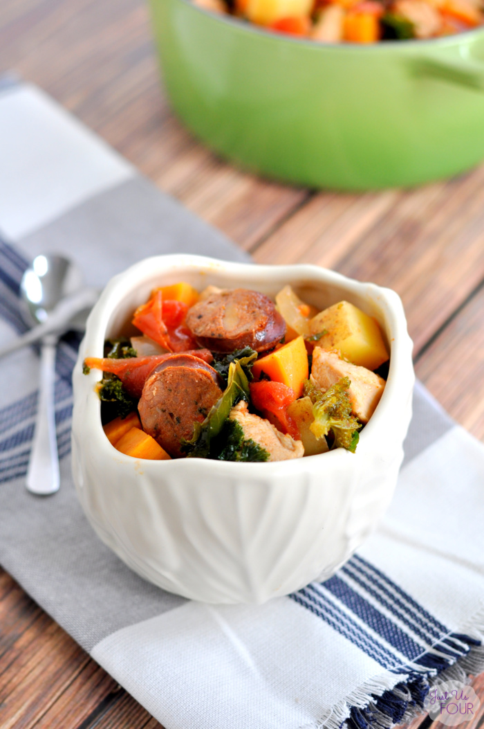 Paleo Chicken Chorizo stew is perfect for a cold winter night.