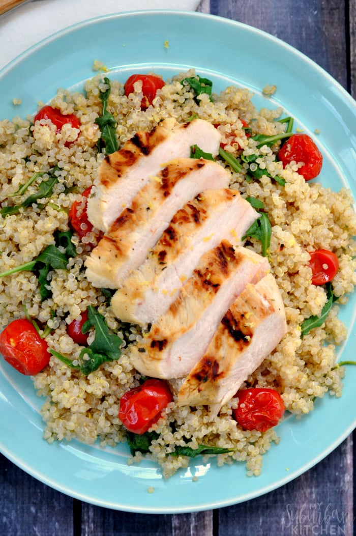 Grilled lemon Chicken with Quinoa Salad