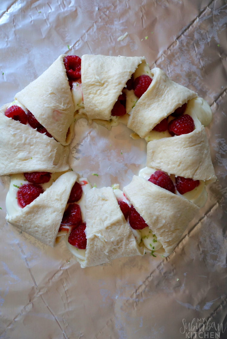 Lime Raspberry Cheesecake Crescent Ring