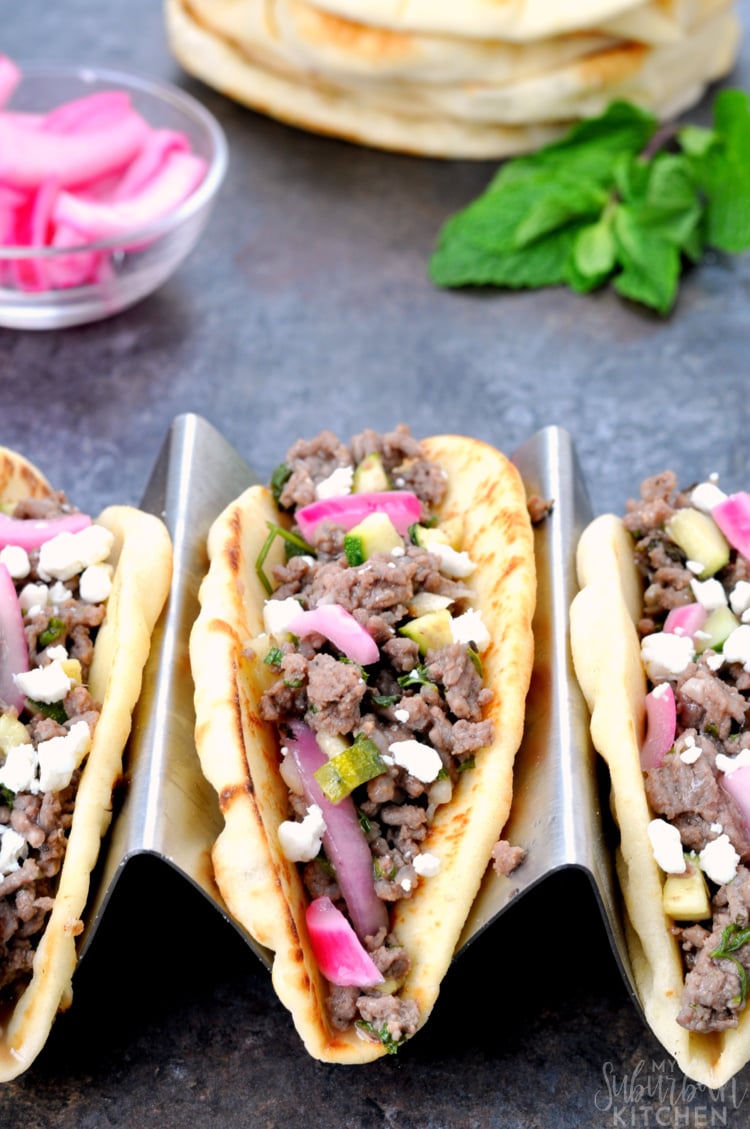 Gingered Beef Flatbread Tacos