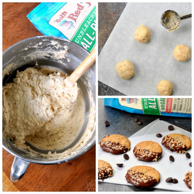 Chocolate Dipped Toffee Walnut Cookies Recipe