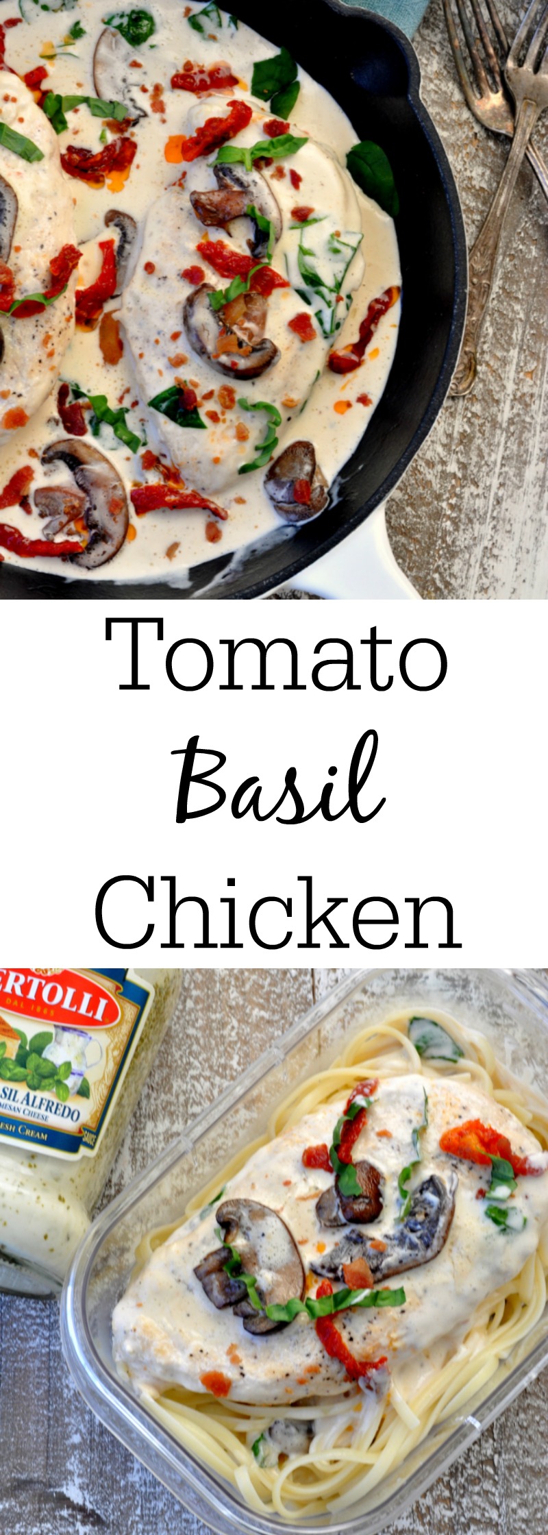Pinterest Pin Collage for tomato basil chicken