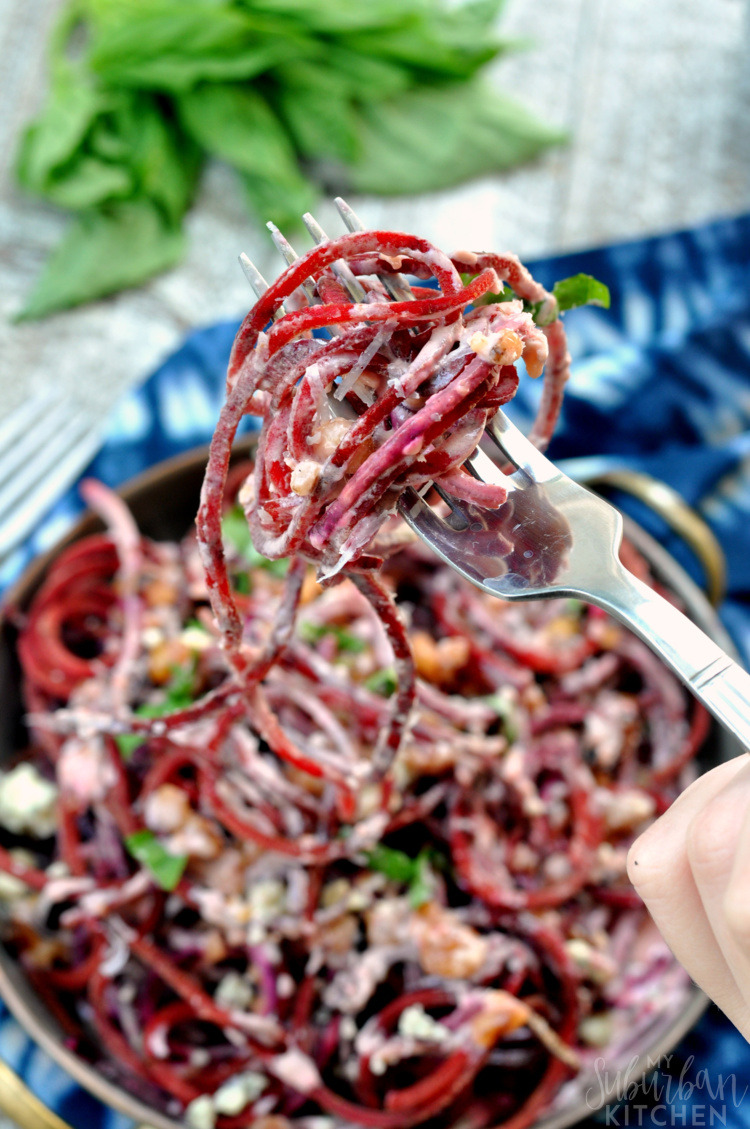 Beet Noodles with Blue Cheese Sauce