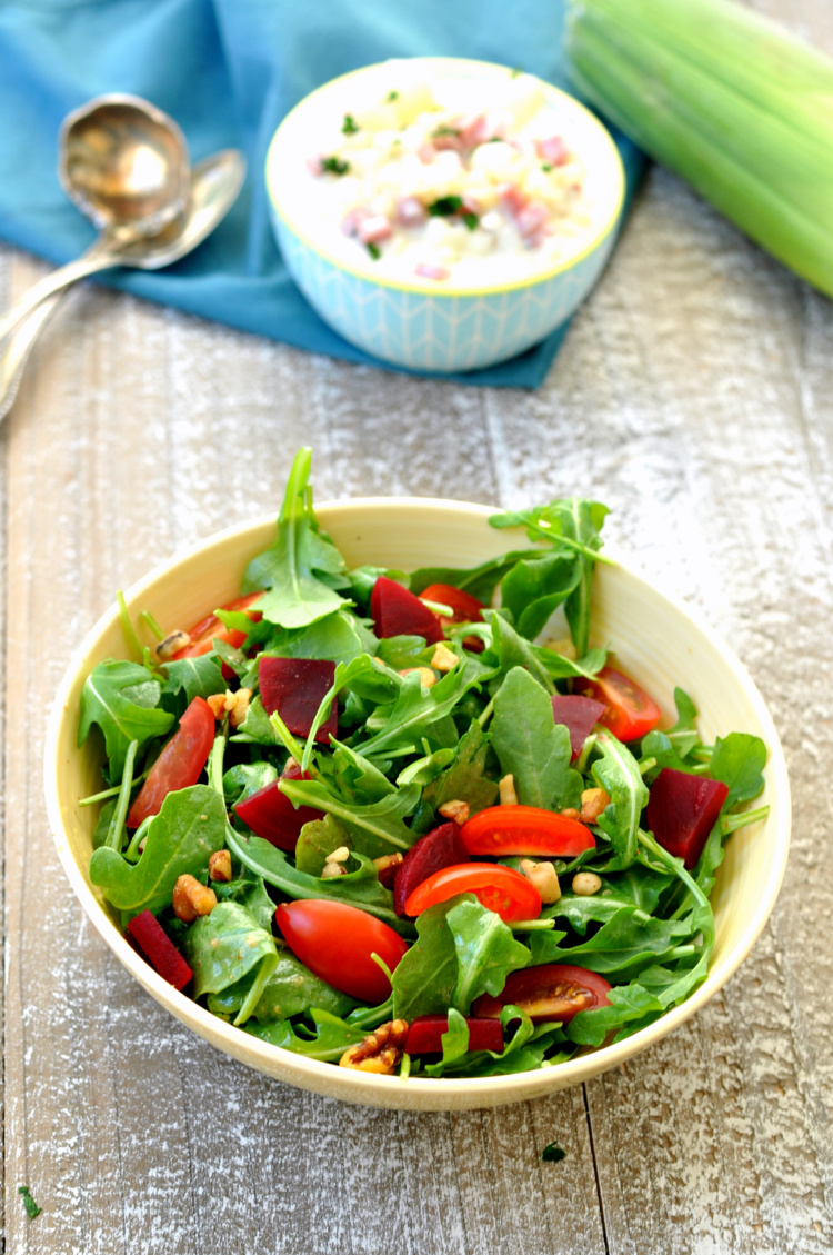 Arugula Salad with Corn Chowder