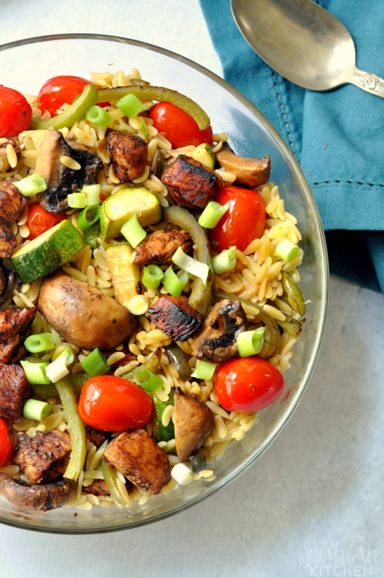 Grilled Balsamic Chicken and Vegetable Orzo