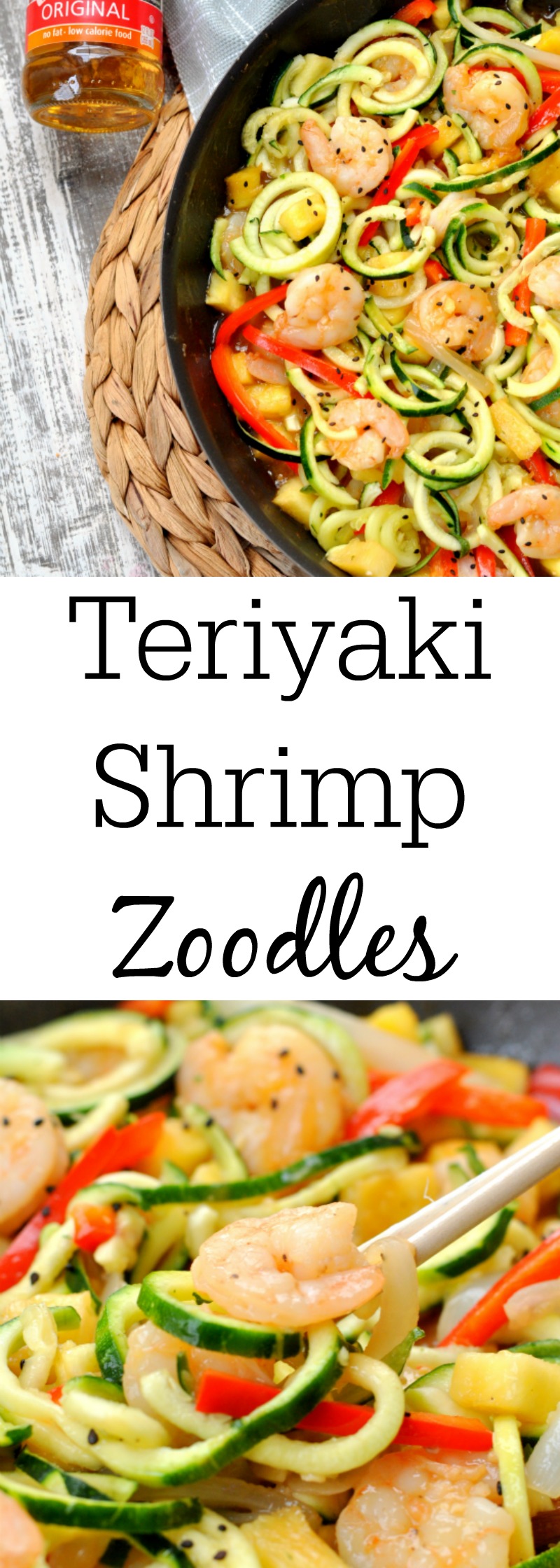 Teriyaki Shrimp Vegetable Noodles Photo Collage