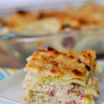 Straight looking shot of finished corned beef and cabbage casserole