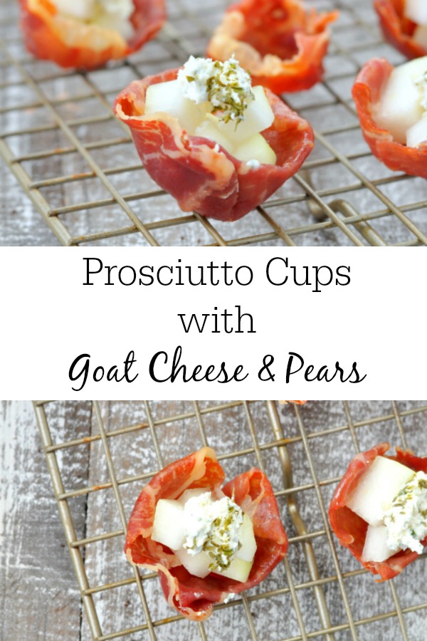 Prosciutto Cups with Goat Cheese and Pears