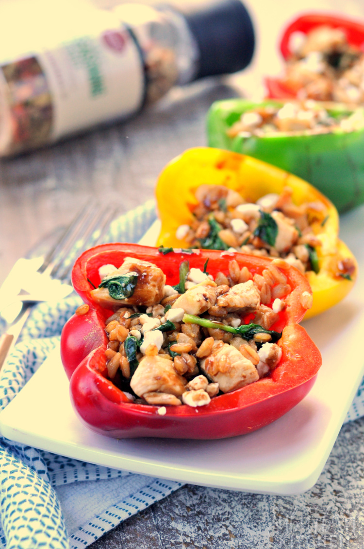 Photo of multiple balsamic chicken stuffed peppers