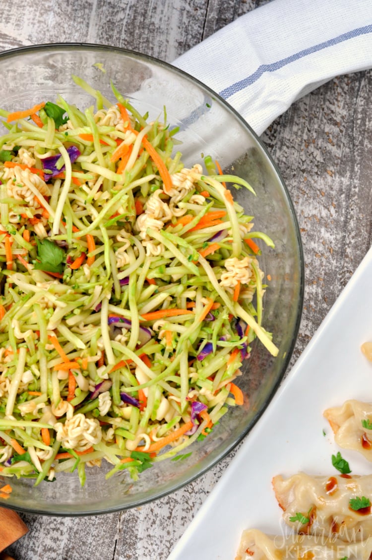 Overhead photo of Asian Broccoli Slaw Recipe