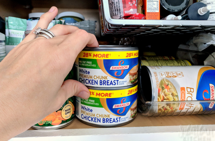 photo of canned food items in pantry