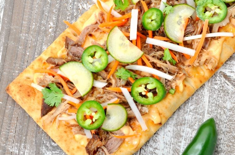 Overhead photo of Banh Mi Flatbread PIzza