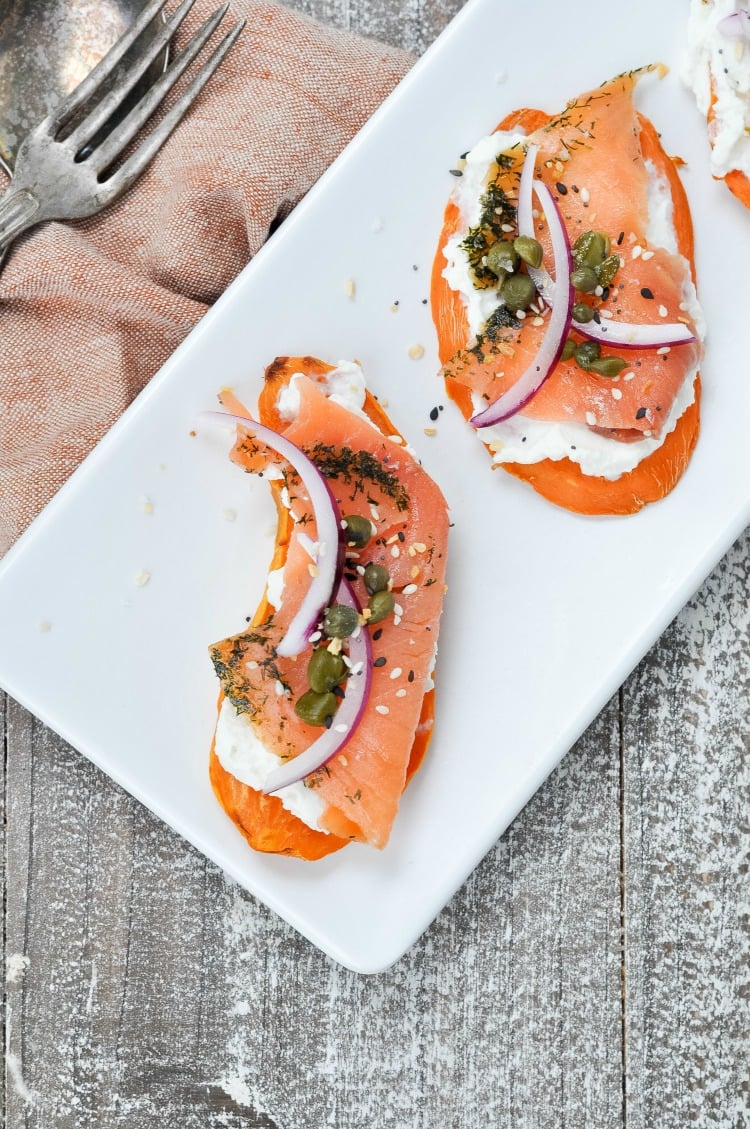 Smoked Salmon Sweet Potato Toasts