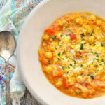 Spiced Chickpea Lentil Soup in Bowl