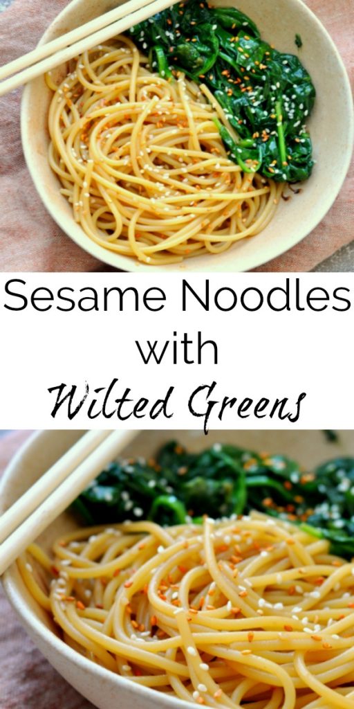 Spicy Sesame Noodles with Wilted Greens - My Suburban Kitchen