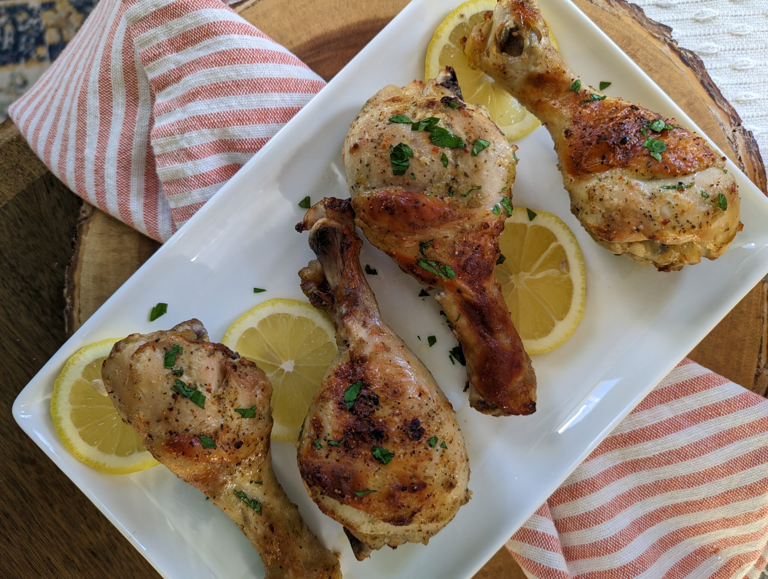 baked chicken legs on a plate