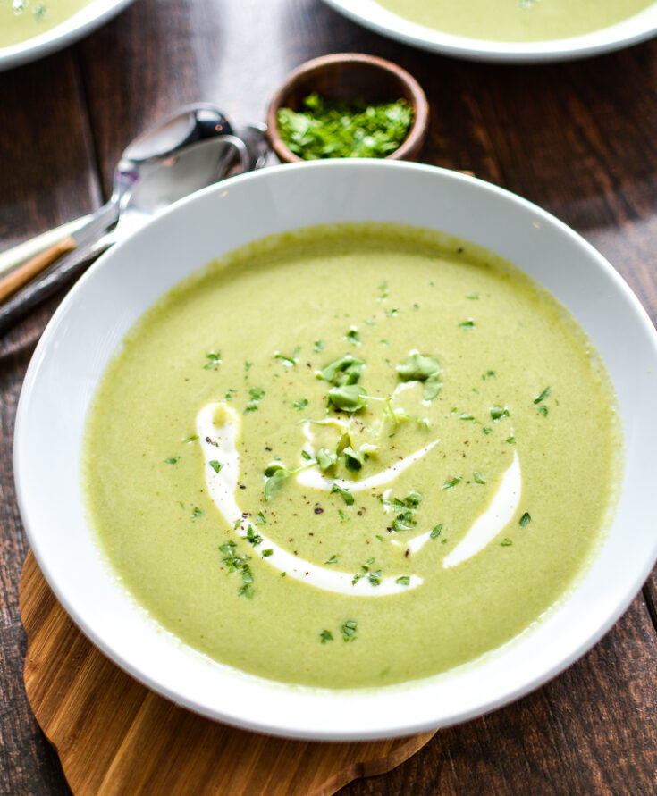 Image for Creamy Asparagus and Watercress Spring Pea Soup