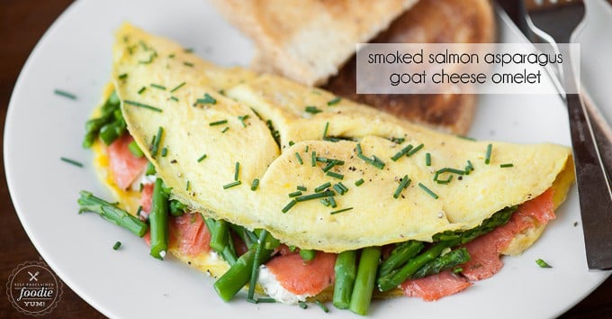 Image for Smoked Salmon Asparagus Goat Cheese Omelet