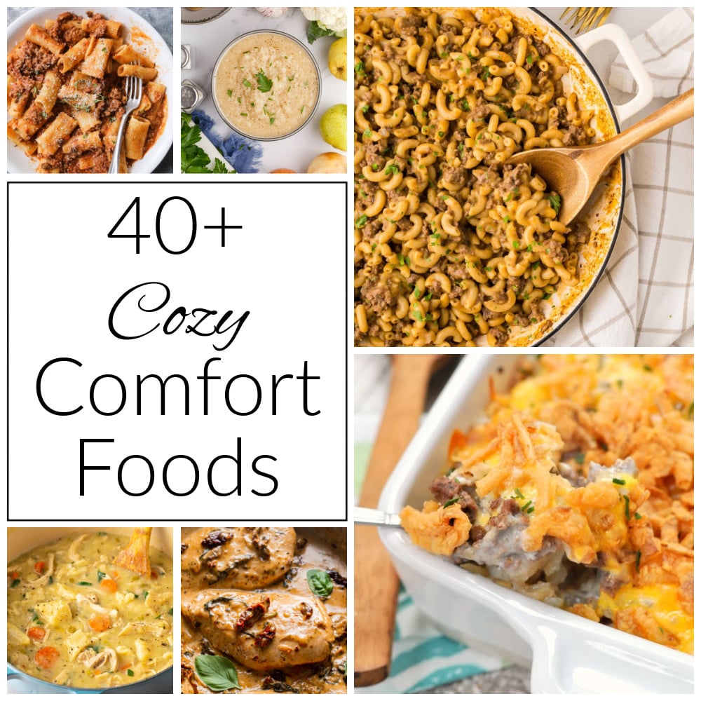 square collage of winter comfort food recipes