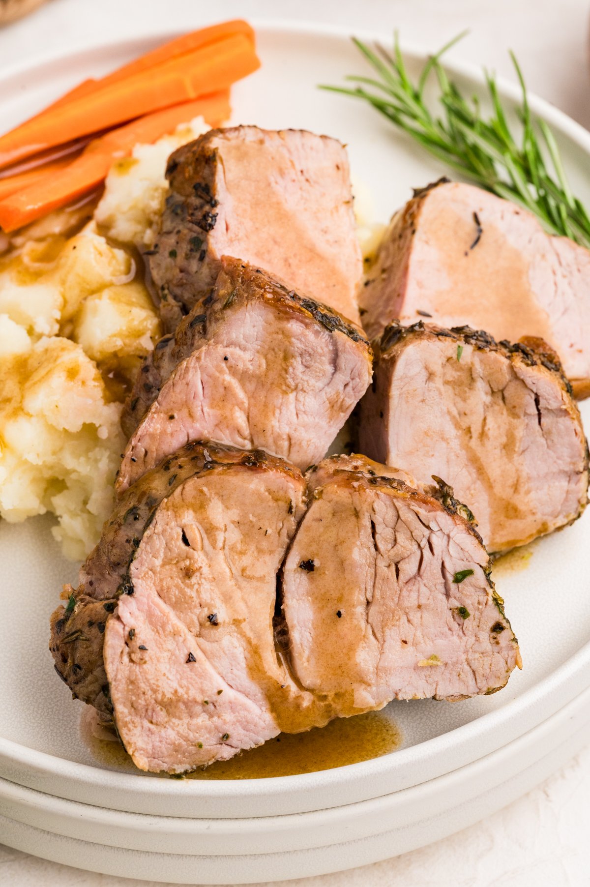 Herb Crusted Pork Tenderloin on a plate