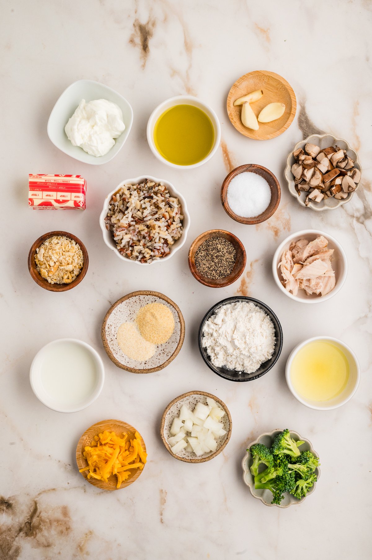 Ingredients for Thanksgiving Leftovers casserole