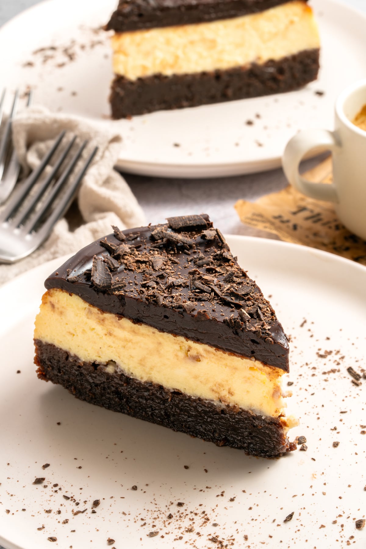 Brownie Cheesecake Slice on Plate