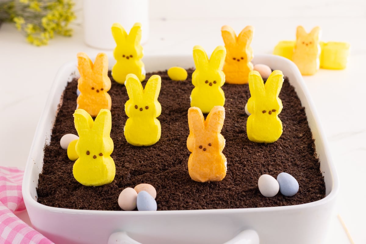 Horizontal photo of Easter dirt cake